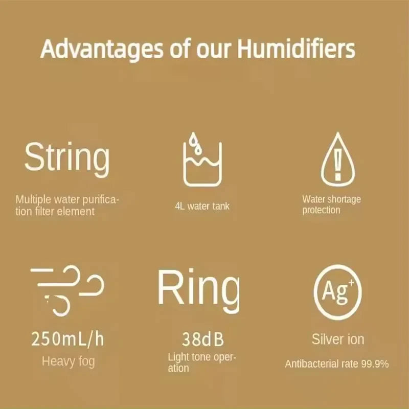 4L Air Humidifier with Essential Oil & LED Light